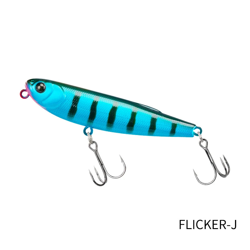 TSURINOYA FLICKER 70F Surface Fishing Lure Z Dog Floating Pencil 70mm 8.4g Chatter Artificial Hard Baits Trout Bass Pike Plug