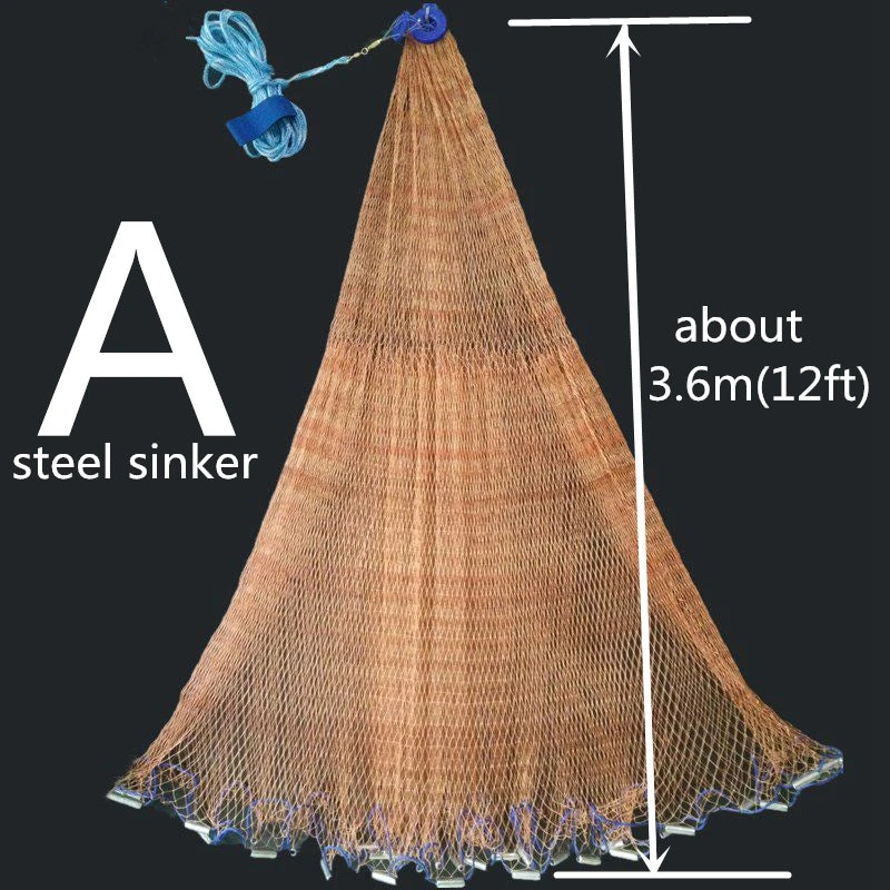 Finefish Strong Multifilament Line Hand Throw Network Cast Net Outdoor Water Sport Hunting Catch Fishing Net Small Mesh