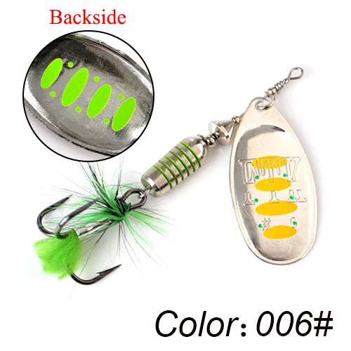 FTK Metal Fishing Lure Spinner Bait 7.5g 12g 17.5g Hard Spoon Bass Lures With Feather Treble Hooks For Pike Fishing