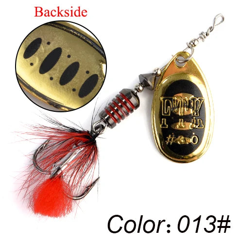 FTK Metal Fishing Lure Spinner Bait 7.5g 12g 17.5g Hard Spoon Bass Lures With Feather Treble Hooks For Pike Fishing
