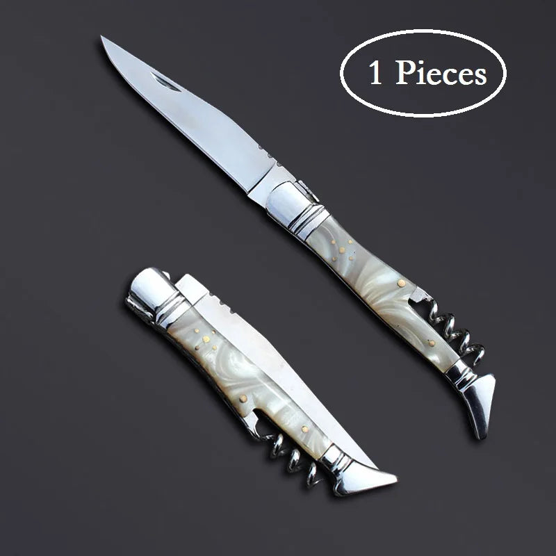 1pcs Laguiole Pocket Knife Corkscrew Wine Openers Portable Folding Steak Knives Outdoor Camping Knife Camping Tool Household Use