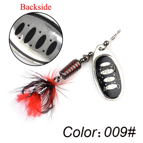 FTK Metal Fishing Lure Spinner Bait 7.5g 12g 17.5g Hard Spoon Bass Lures With Feather Treble Hooks For Pike Fishing