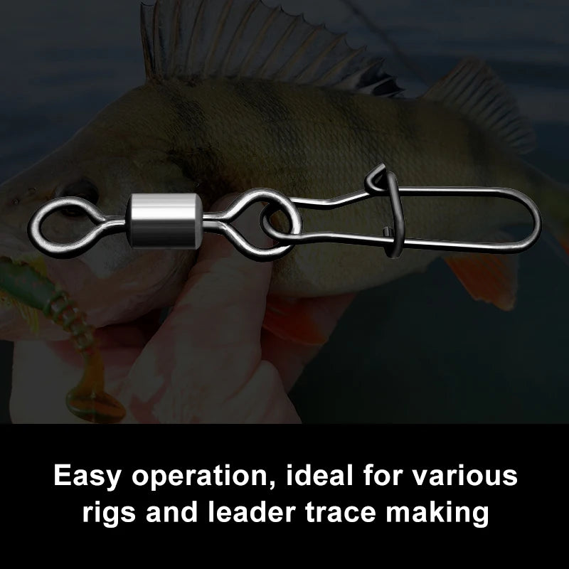 ESFISHING 20pcs Pike Fishhook Lure Fishing Accessories Connector Pin Bearing Rolling Swivel Stainless Steel Snap Swivels Tackle