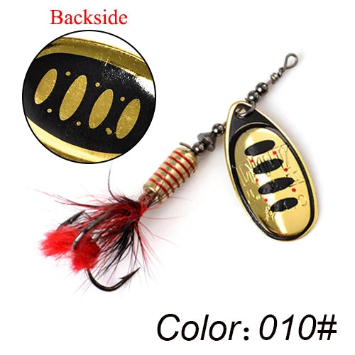 FTK Metal Fishing Lure Spinner Bait 7.5g 12g 17.5g Hard Spoon Bass Lures With Feather Treble Hooks For Pike Fishing