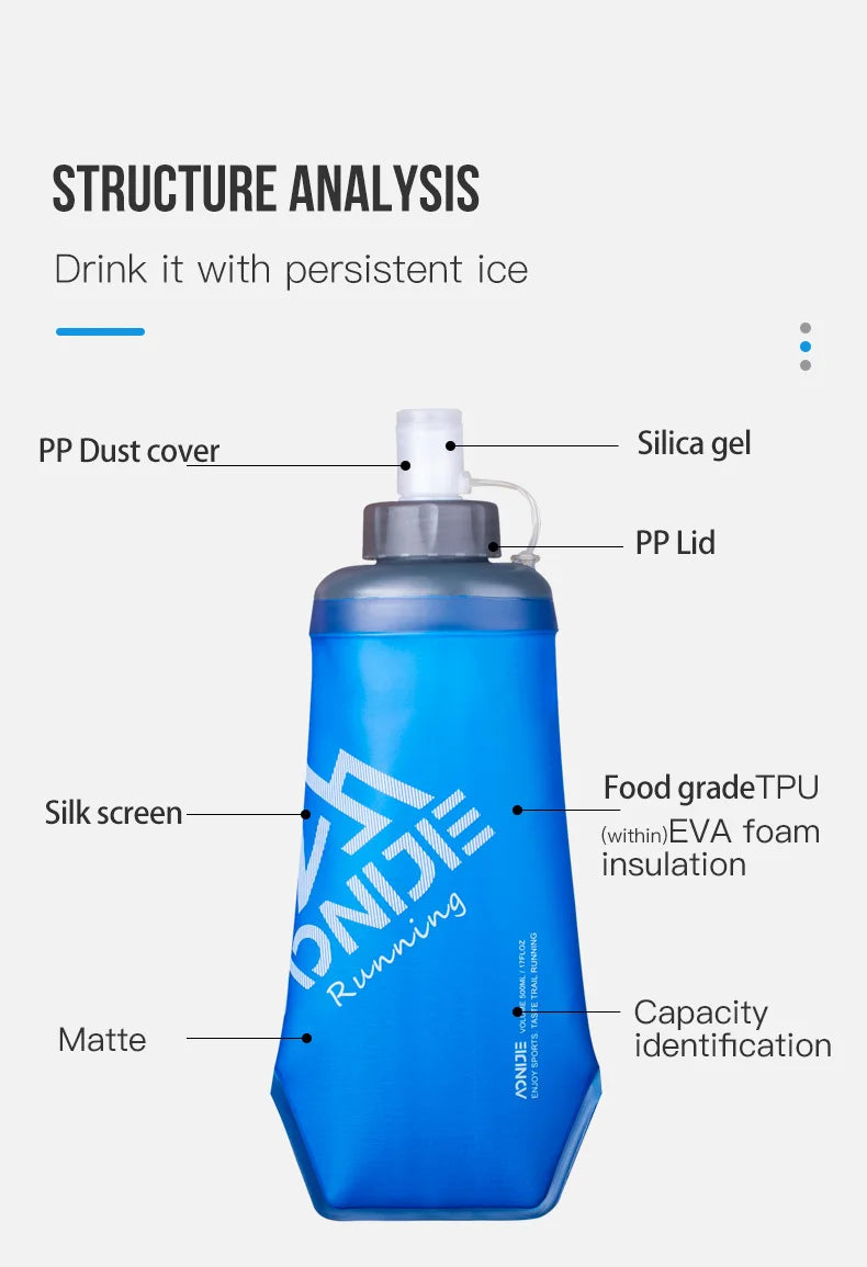 AONIJIE 420ml 500ml Outdoor Sports Hydration Bladder Heat Preservation Kettle Water Bottle For Running Hiking Cycling