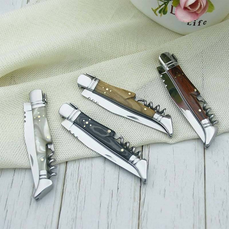 1pcs Laguiole Pocket Knife Corkscrew Wine Openers Portable Folding Steak Knives Outdoor Camping Knife Camping Tool Household Use