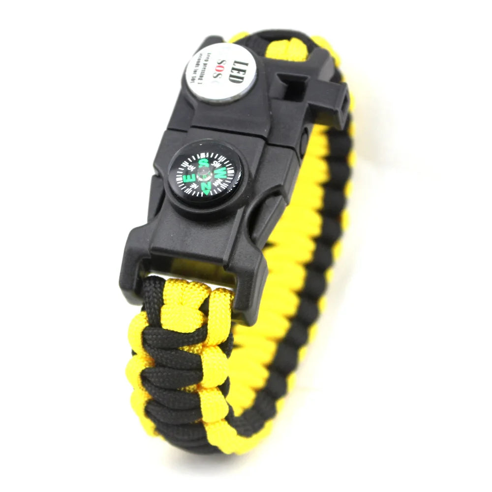 Outdoor SOS LED Light Survival Bracelet Paracord Braided Rope Men Women Camping EDC Tool Emergency Compass Whistle