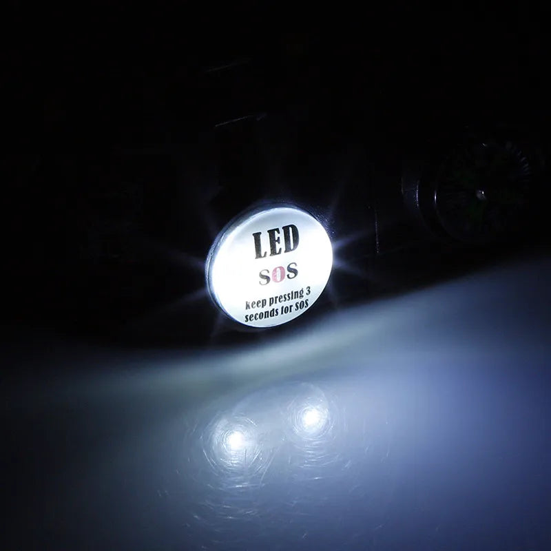 Outdoor SOS LED Light Survival Bracelet Paracord Braided Rope Men Women Camping EDC Tool Emergency Compass Whistle