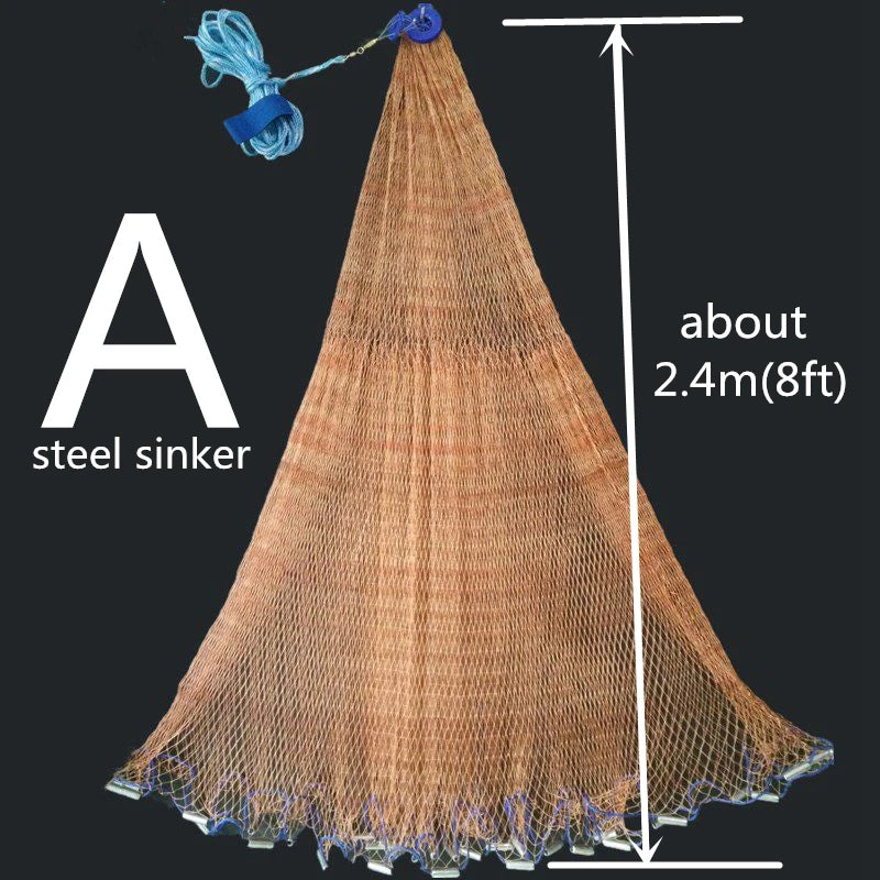Finefish Strong Multifilament Line Hand Throw Network Cast Net Outdoor Water Sport Hunting Catch Fishing Net Small Mesh