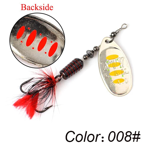FTK Metal Fishing Lure Spinner Bait 7.5g 12g 17.5g Hard Spoon Bass Lures With Feather Treble Hooks For Pike Fishing