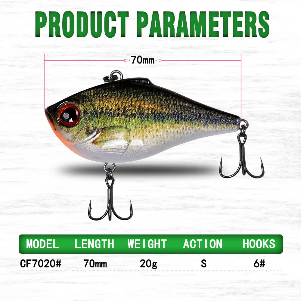 CF Lure 60mm 15.5g 70mm 20g 21Color Vibration Sinking Hard VIB Fishing Lure Jerk Bait