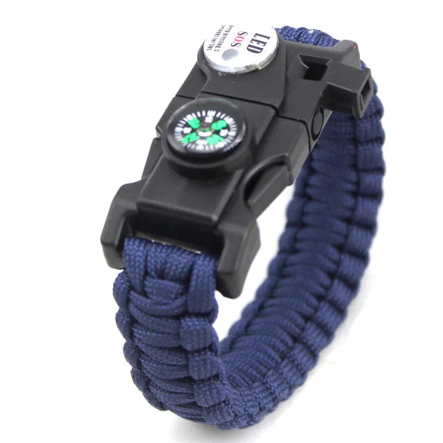 Outdoor SOS LED Light Survival Bracelet Paracord Braided Rope Men Women Camping EDC Tool Emergency Compass Whistle