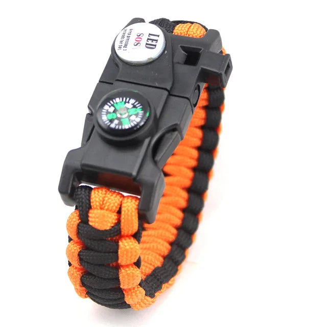 Outdoor SOS LED Light Survival Bracelet Paracord Braided Rope Men Women Camping EDC Tool Emergency Compass Whistle