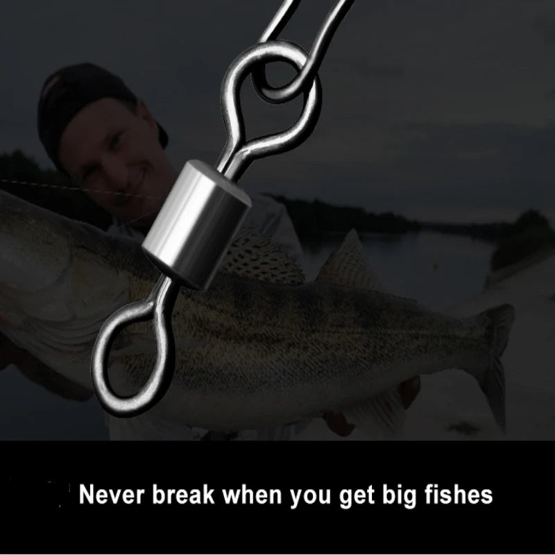 ESFISHING 20pcs Pike Fishhook Lure Fishing Accessories Connector Pin Bearing Rolling Swivel Stainless Steel Snap Swivels Tackle