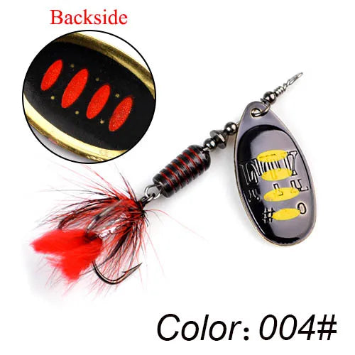 FTK Metal Fishing Lure Spinner Bait 7.5g 12g 17.5g Hard Spoon Bass Lures With Feather Treble Hooks For Pike Fishing