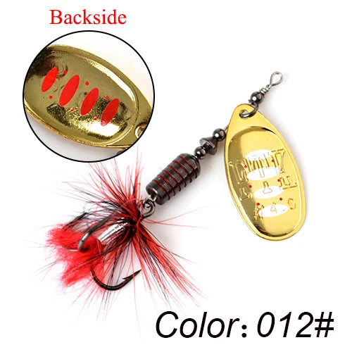 FTK Metal Fishing Lure Spinner Bait 7.5g 12g 17.5g Hard Spoon Bass Lures With Feather Treble Hooks For Pike Fishing