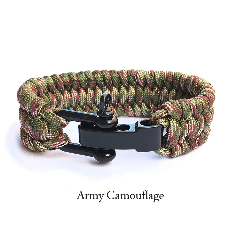 Eif Dock Outdoor Survival Paracord Nylon Rope Bracelet Survival Kit For Men Outdoor Emergency Survival Parachute Dropshipping