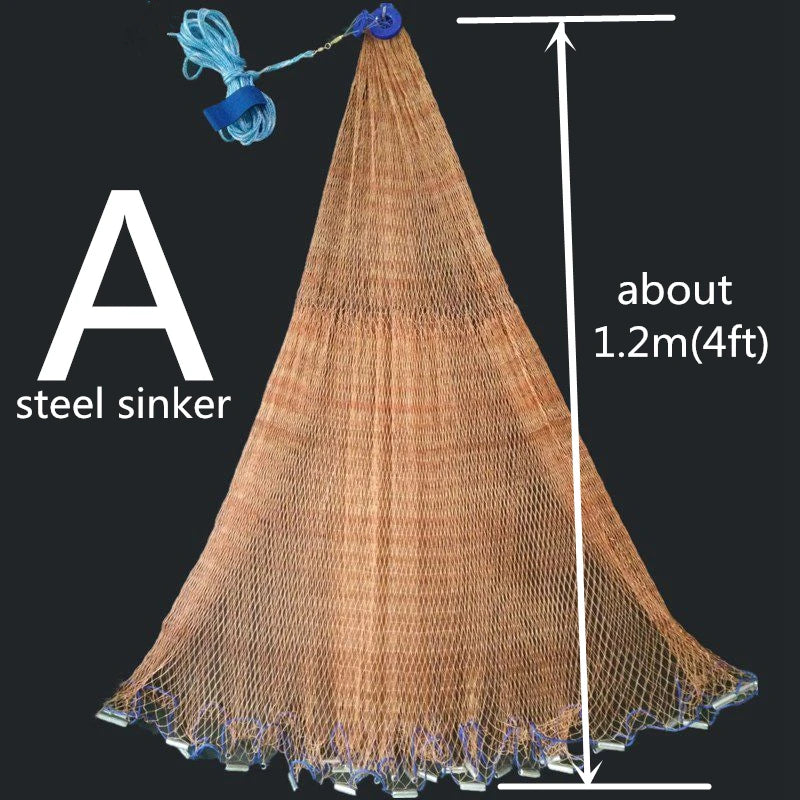 Finefish Strong Multifilament Line Hand Throw Network Cast Net Outdoor Water Sport Hunting Catch Fishing Net Small Mesh