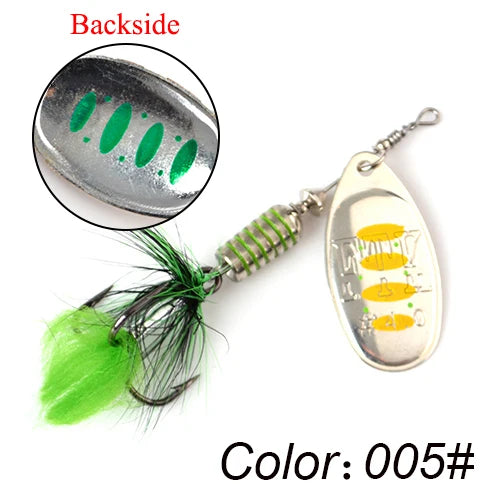 FTK Metal Fishing Lure Spinner Bait 7.5g 12g 17.5g Hard Spoon Bass Lures With Feather Treble Hooks For Pike Fishing