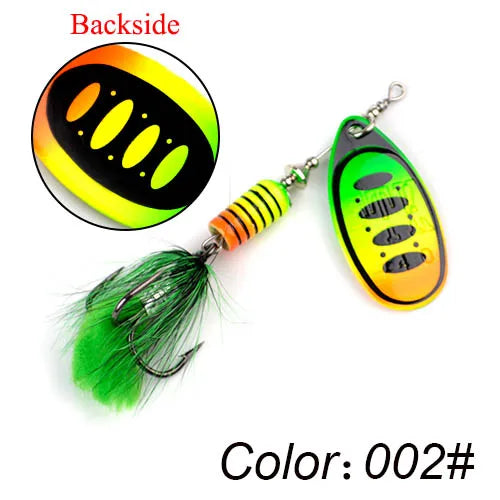 FTK Metal Fishing Lure Spinner Bait 7.5g 12g 17.5g Hard Spoon Bass Lures With Feather Treble Hooks For Pike Fishing