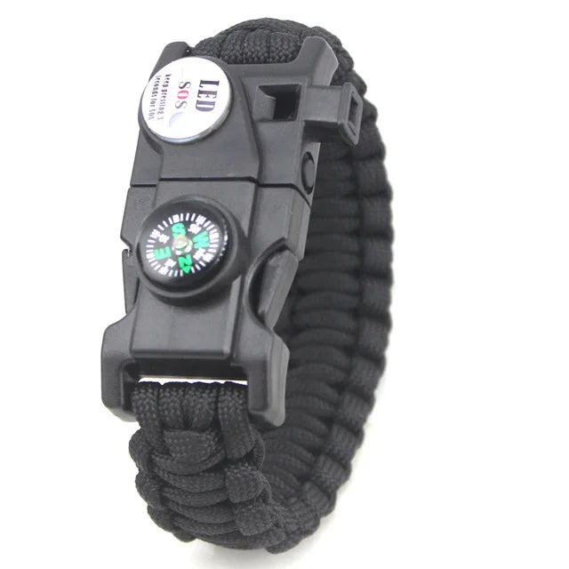 Outdoor SOS LED Light Survival Bracelet Paracord Braided Rope Men Women Camping EDC Tool Emergency Compass Whistle