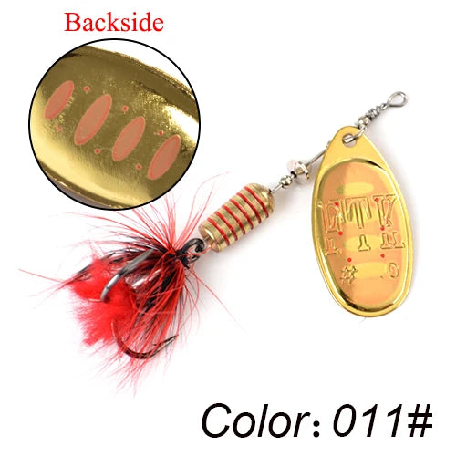 FTK Metal Fishing Lure Spinner Bait 7.5g 12g 17.5g Hard Spoon Bass Lures With Feather Treble Hooks For Pike Fishing