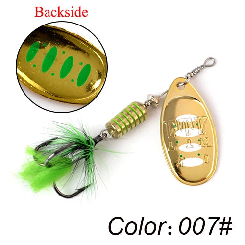 FTK Metal Fishing Lure Spinner Bait 7.5g 12g 17.5g Hard Spoon Bass Lures With Feather Treble Hooks For Pike Fishing
