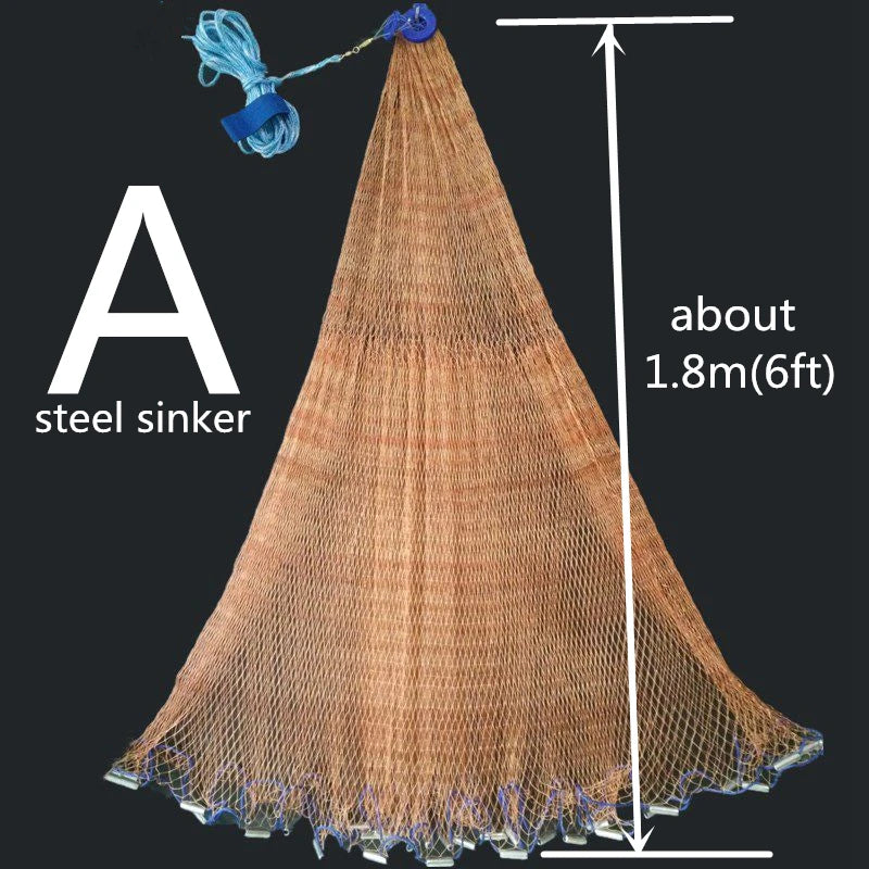 Finefish Strong Multifilament Line Hand Throw Network Cast Net Outdoor Water Sport Hunting Catch Fishing Net Small Mesh