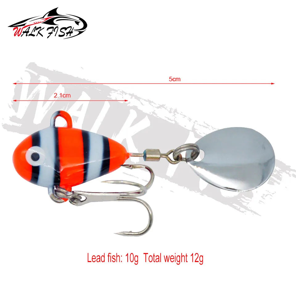 WALK FISH 10g/2.1cm Spinnerbait Vibration Fishing Lures Metal Vib Artificial Bait Spinning Swimbait Sea Carp Fishing Accessories