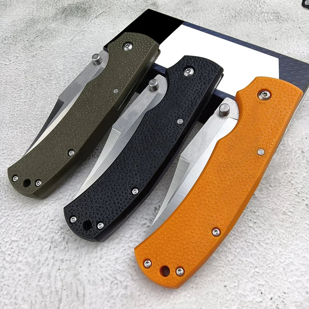 Outdoor EDC Camping Folding Knife 3.5 Satin Plain 8Cr13Mov Blade Nylon Handle High Quality Self Defense Pocket Knives