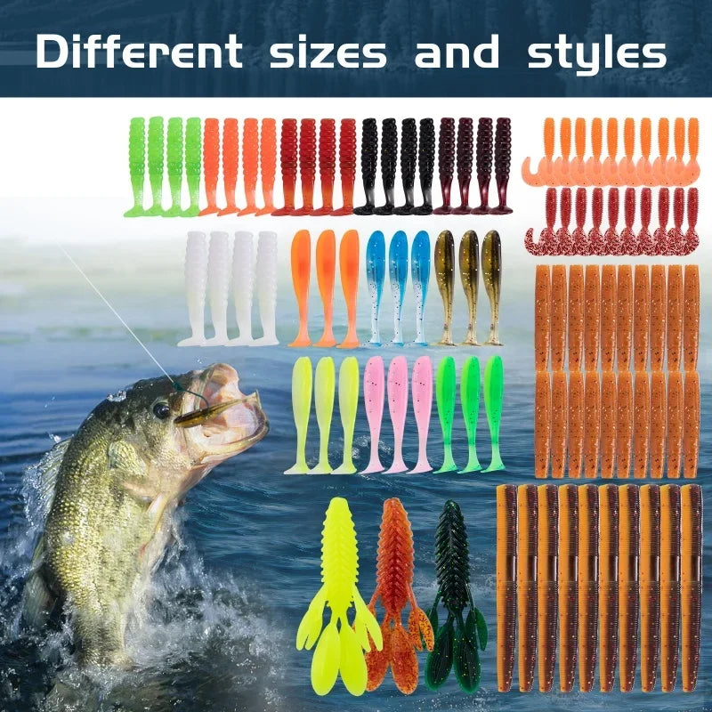 350PCS Fishing Lures Set Freshwater Soft  Silicone Bait Kit Artificial Wobbler Metal Jig Spoons Hook Fishing Accessories Tackles