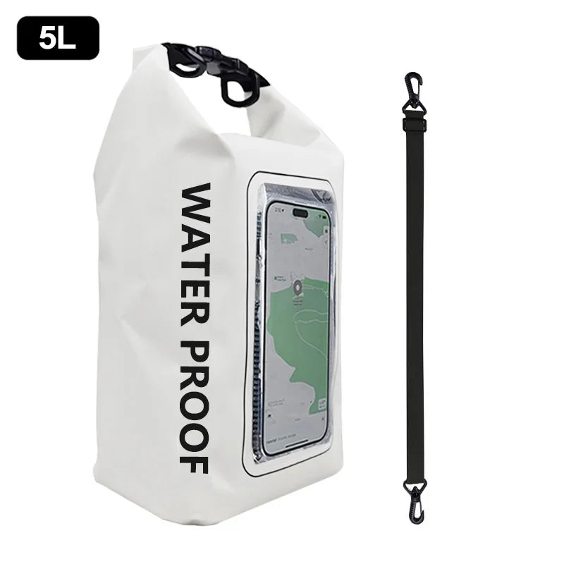 2L 5L Dry Bag Swimming Pack Touch Screen Outdoor Waterproof Kayak Storage Bag Trekking Drifting Rafting Surfing Boating Backpack