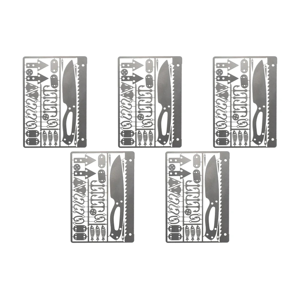 1-10Pcs Survival Tool Card Outdoor EDC Survival Fishing Hook Card Multifunctional Portable for Camping Hiking Hunting Tool Cards