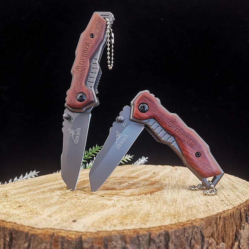 Camping portable survival folding knife with multi-functional EDC pocket blade and sharp fruit knife for hunting, fishing and cu