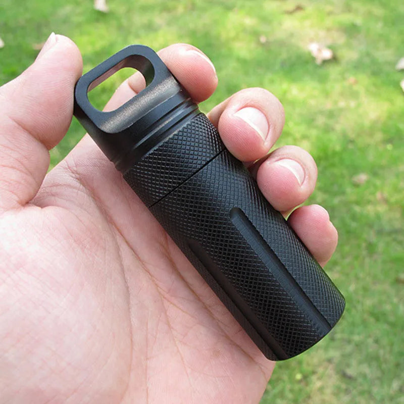 Aluminium Alloy Survival EDC Waterproof Capsule Seal Bottle Case Container Holder Tool Outdoor Camping  Accessories