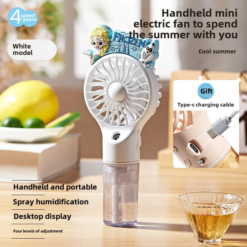 New Summer Solid Color Spray New Small Fan Hot Cartoon Cute Handheld Usb Charging Cool Outdoor Hydration Electric Fan