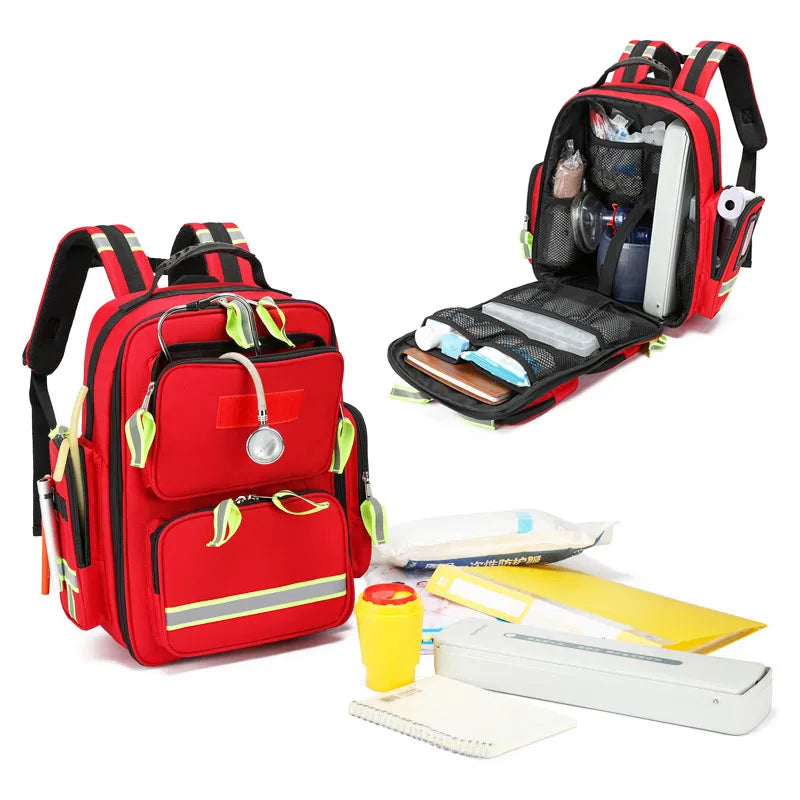 Outdoor Emergency First Aid Kit Medical Bag Rescue Large Capacity Case Waterproof Reflective Oxford Multi-pocket Travel Backpack