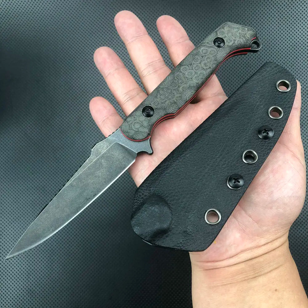 Trskt D2 Psk Tactical Knife,Hunting Knife,Survival Cool Camping Knife ,Edc Defense Tools Black Stonewash Blade Kydex Dropship