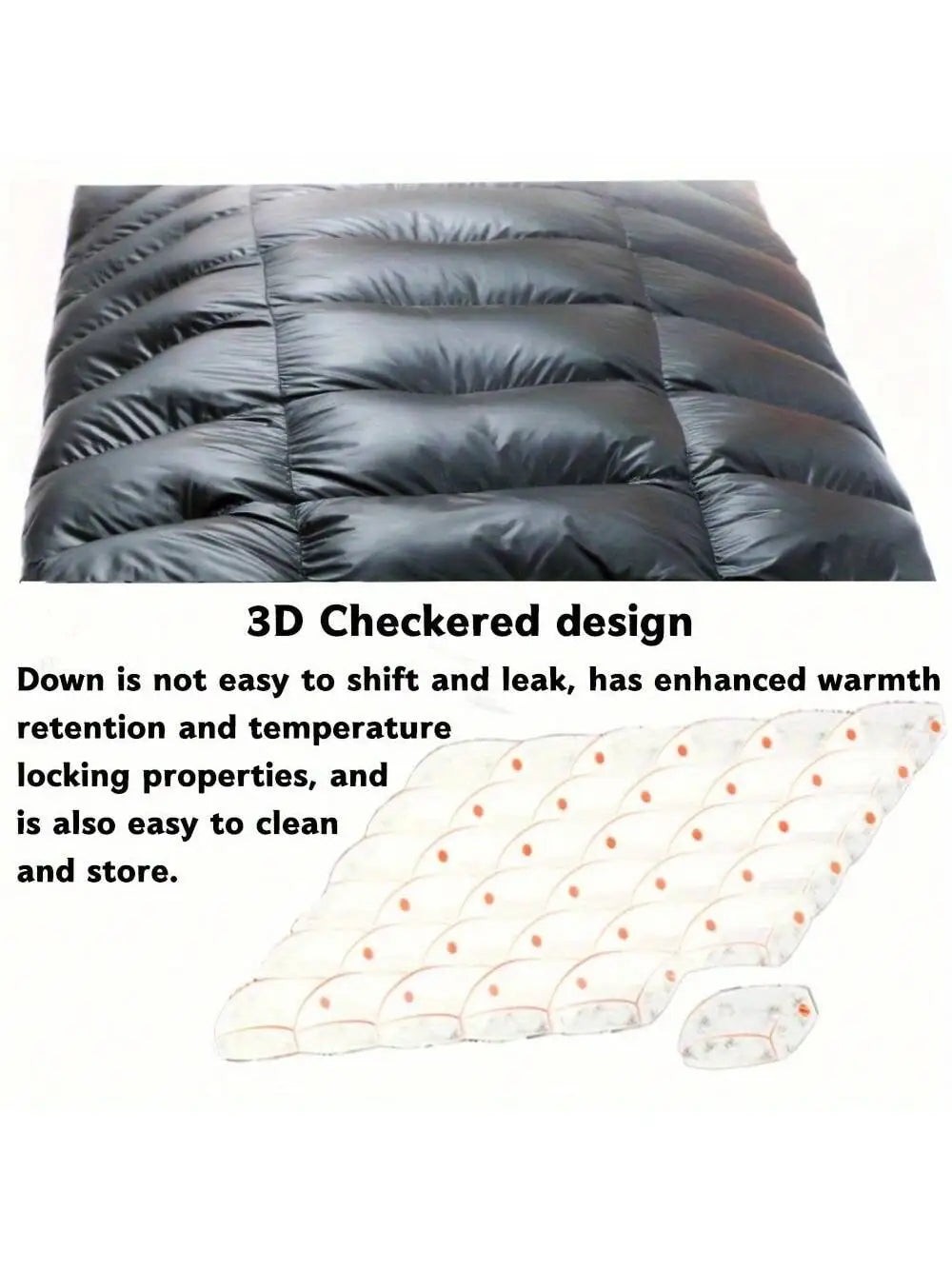 Checkered design, double sleeping bag, camping, cold protection and warmth, 93% white duck down 2000g filling, down sleeping bag