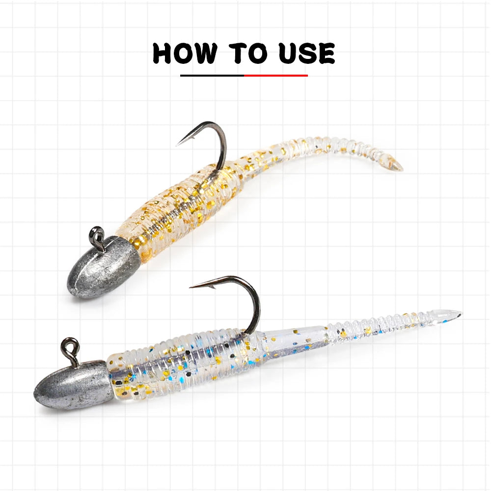 Spinpoler 20pcs/box Ajing Soft Fishing Lure 3.5cm Rockfish TPR Swimbaits Nightlight Worm Ice Jig Artificial Baits Bass Tackle