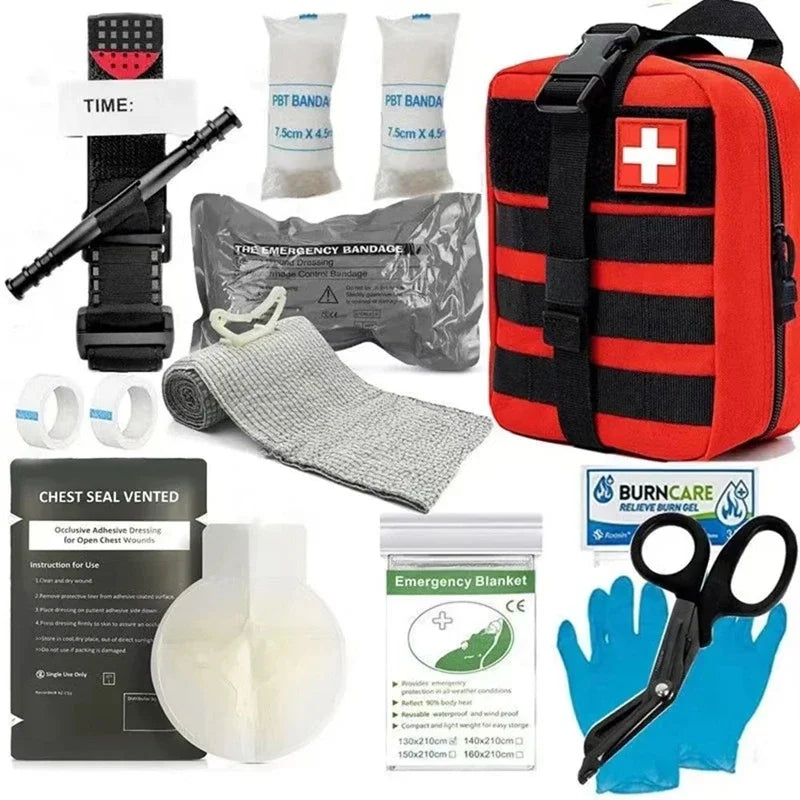 Emergency IFAK First Aid Kit with Tourniquet Chest Seals Bandage for Emergency Treatment Care Trauma Kit