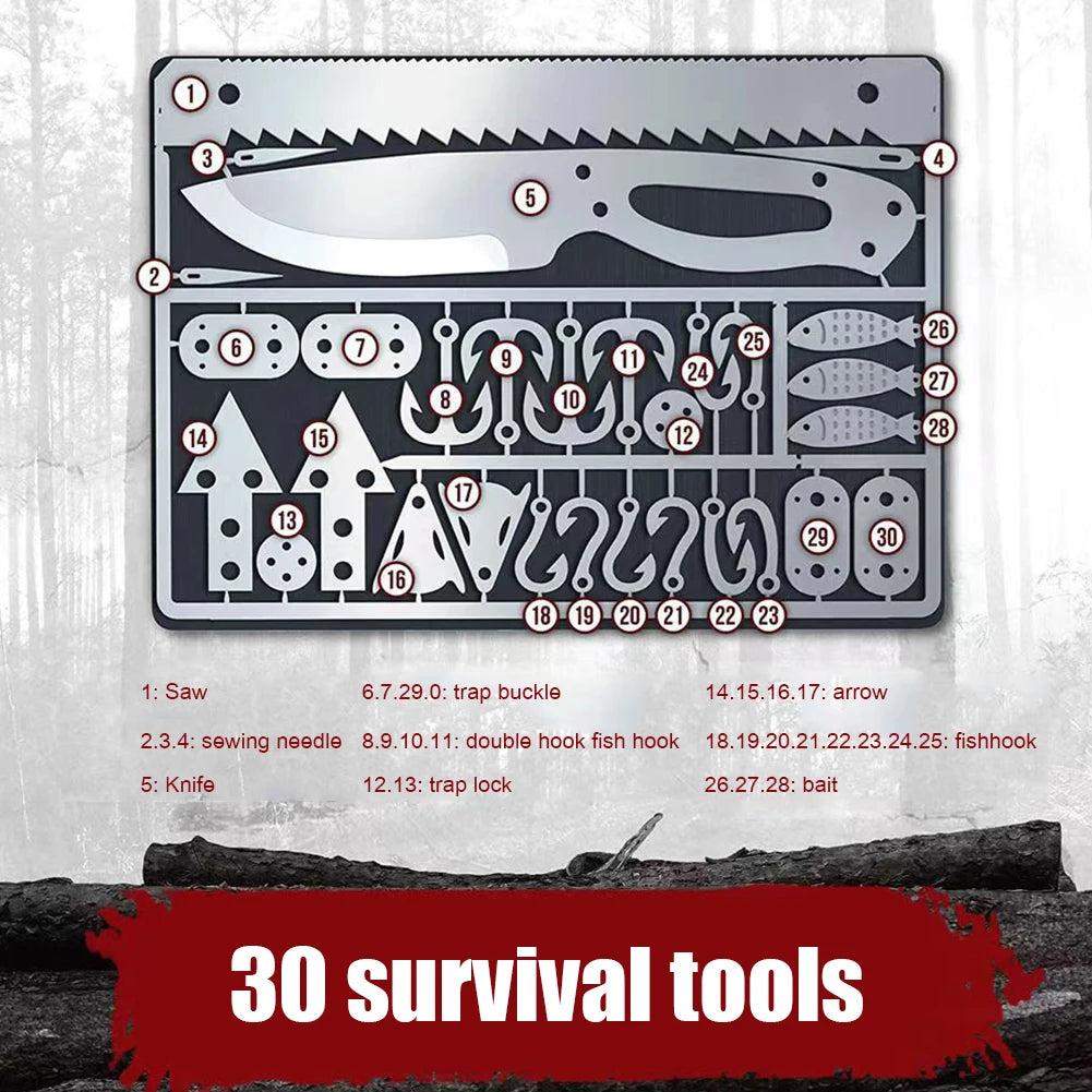 1-10Pcs Survival Tool Card Outdoor EDC Survival Fishing Hook Card Multifunctional Portable for Camping Hiking Hunting Tool Cards
