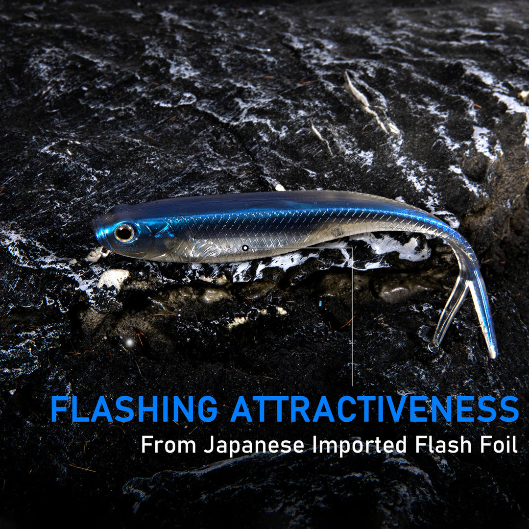 Dr.Fish 5/6pcs Fishing Soft Lure Plastic Saltwater Fork Tail Drop Shot Silicone Soft Bait Worm Bass Trout Pike Walleye Weedless