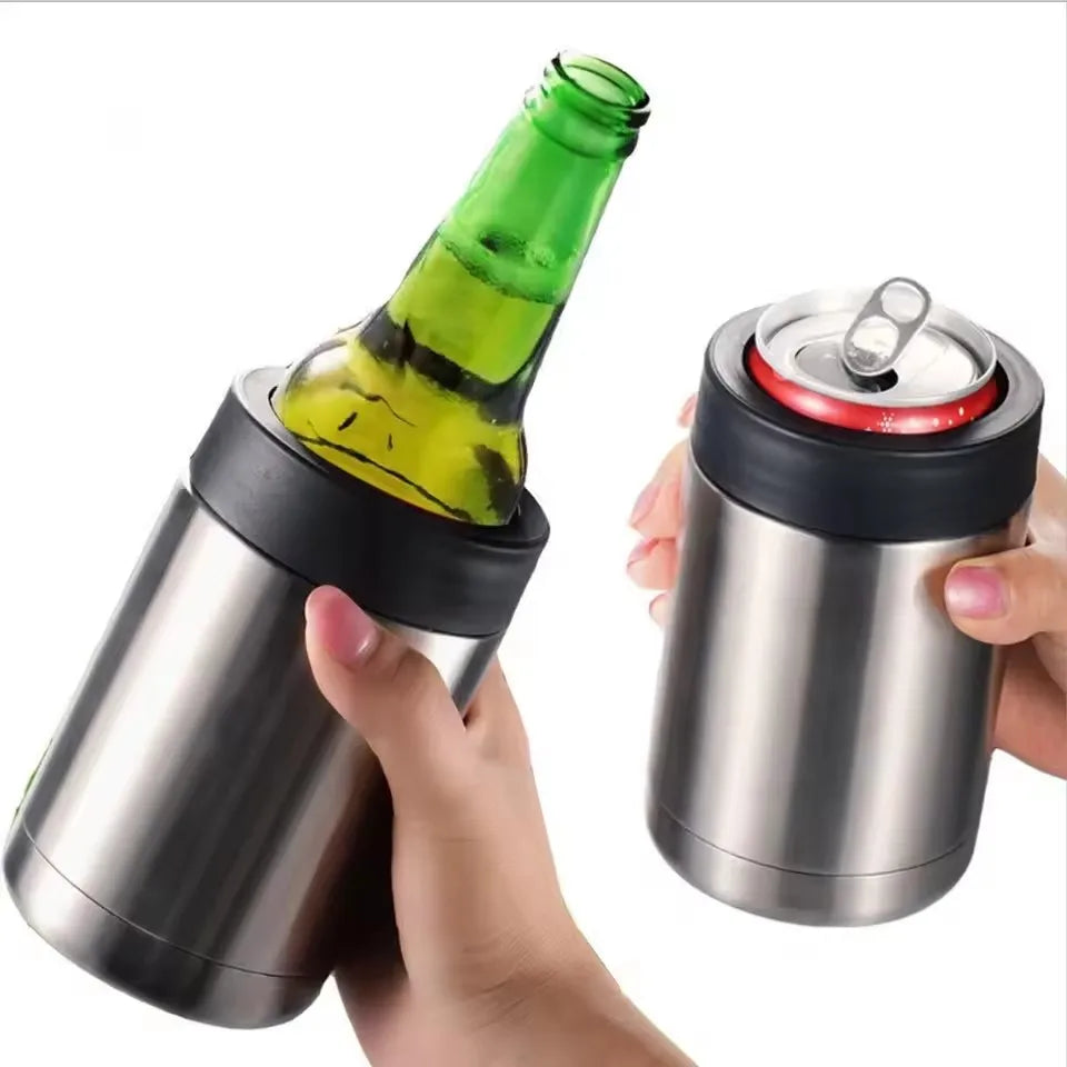 Stainless Steel Beer Bottle Can Cooler Double Layer Insulated Keep Beer Cola Drink Beverage Cold Keeper with Bottle Opener