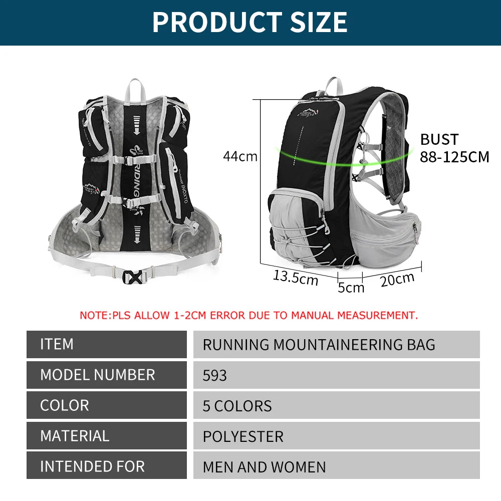 INOXTO lightweight men's and women's hydration backpack 15L, cycling backpack, off-road motorcycle mountaineering trail running