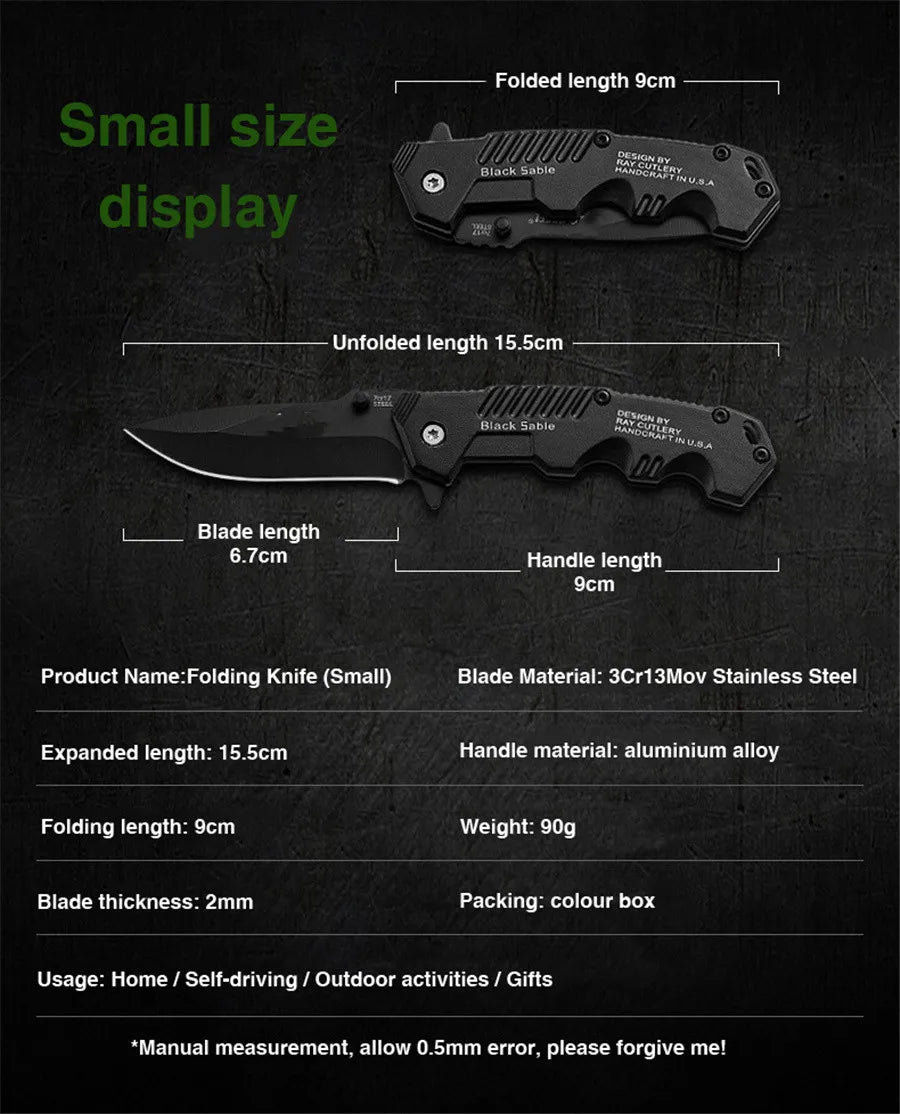 Portable Folding Knife Stainless Steel High Hardness EDC Kit Outdoor Mini Multi-Purpose Fruit Camping Survival Defensive Knife