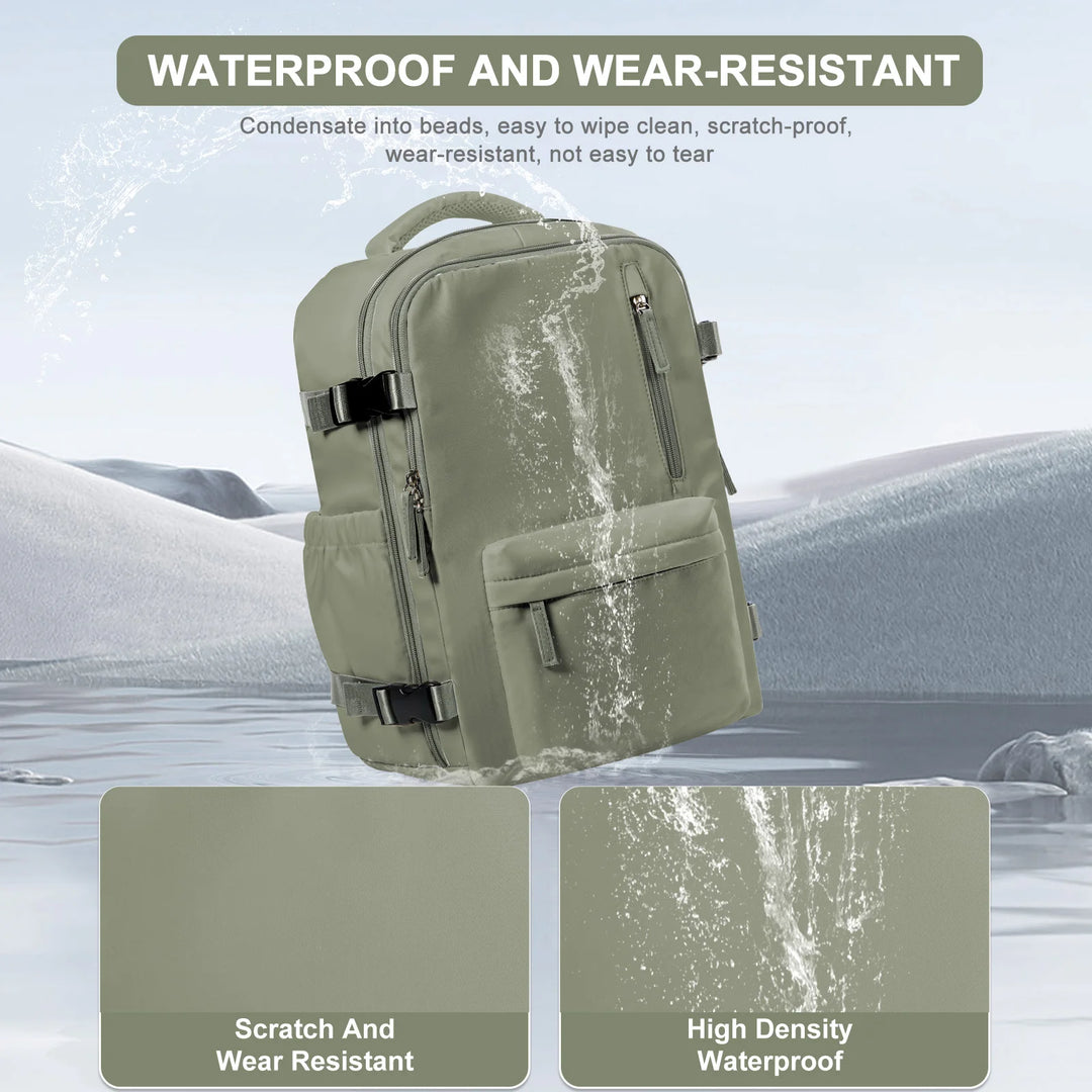 Cabin bag, 40*28*17cm, travel backpack men's backpack, boarding, lightweight, waterproof, business trip computer bag，army green.
