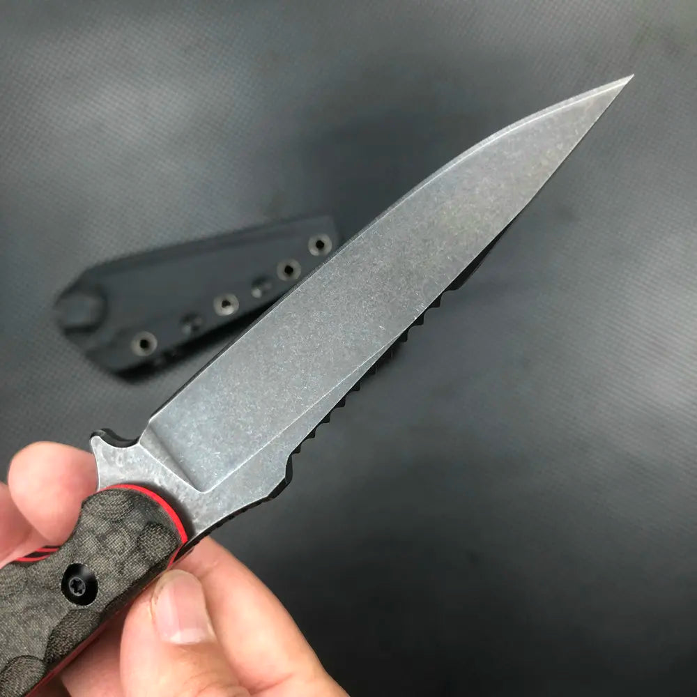 Trskt D2 Psk Tactical Knife,Hunting Knife,Survival Cool Camping Knife ,Edc Defense Tools Black Stonewash Blade Kydex Dropship