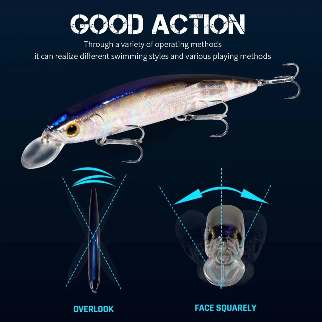 Strong 24g 14cm Suspension Minnow Fishing Lure with Top Water Weight System for Hard Pesca - Durable Treble Hooks, Ideal for Wob