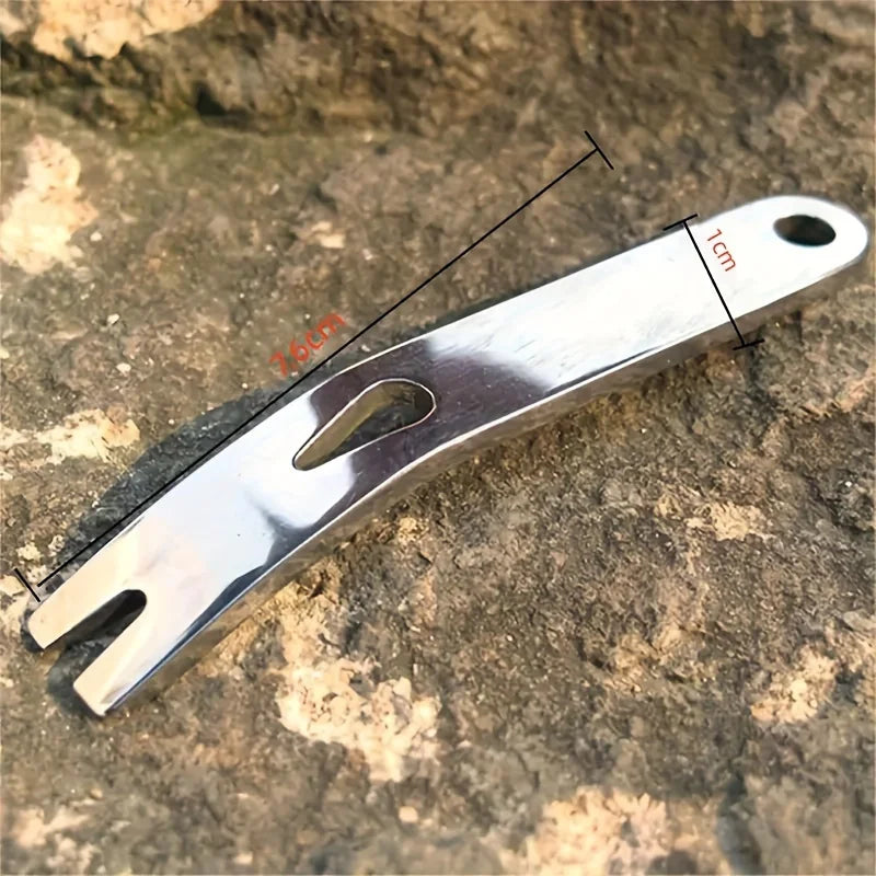 Stainless Steel Mini Crank Crowbar and Pocket Pry Bar - Keychain Multi Tool for Survival, Camping, and EDC